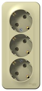 Розетка 3-м 16А О/У З/К изолирующая пластина Бежевый Blanca