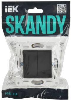 Выключатель 2-кл 10А С/У Графит Skandy