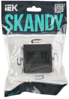 Розетка RJ45+RJ45 кат.5Е С/У Графит Skandy