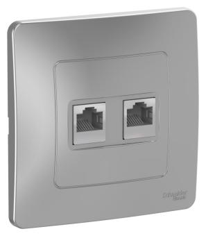 Розетка RJ45+RJ45 кат.5Е С/У Алюминий Blanca