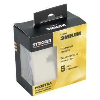 Розетка TV антенна + RJ-45 С/У Кашемир Эмили