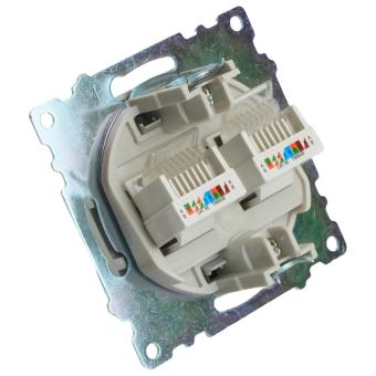 Розетка RJ45+RJ45 С/У Серебро Катрин