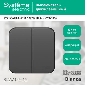 Выключатель 2-кл 10А О/У изолирующая пластина Антрацит Blanca