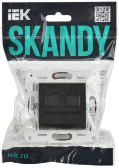Розетка RJ45+RJ45 кат.5Е С/У Черный Skandy
